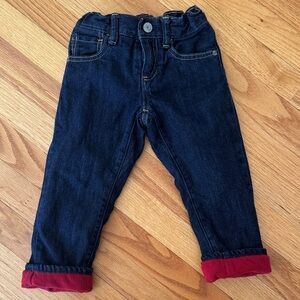 GAP Red Fleece Lined Dark Blue Denim Jeans
